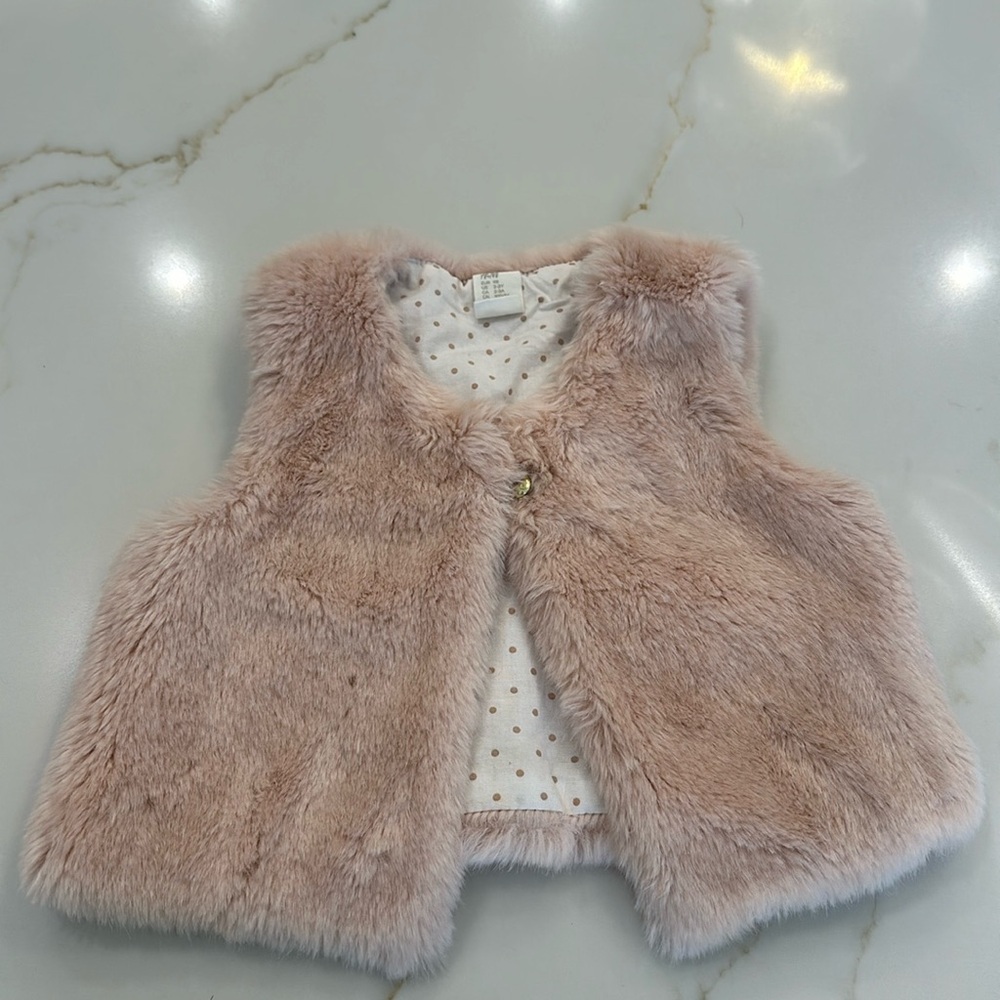 Toddler H&M pink faux fur vest, 2-3 yrs